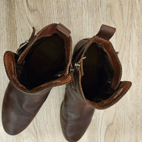 Born Boots Brown Leather Comfort Buckle Strap Side Zip Ankle Booties Womens 9M - Picture 9 of 10